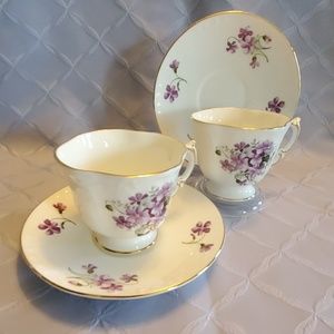 Heirloom Teacup /Saucer Sets, EUC PAIR Lovely!
